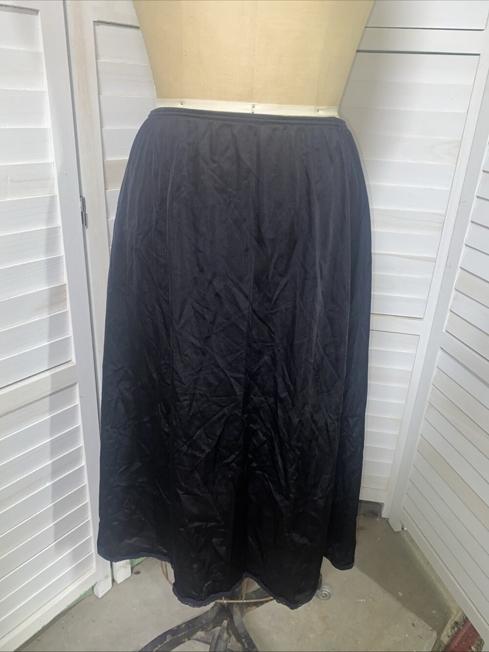 Vintage Cabernet Half Slip Size Med 28” Length Black Nylon Made In USA